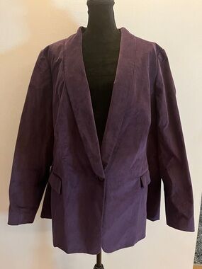 NWT Wildfang Empower Velveteen Tux Blazer, Plum, size 3X